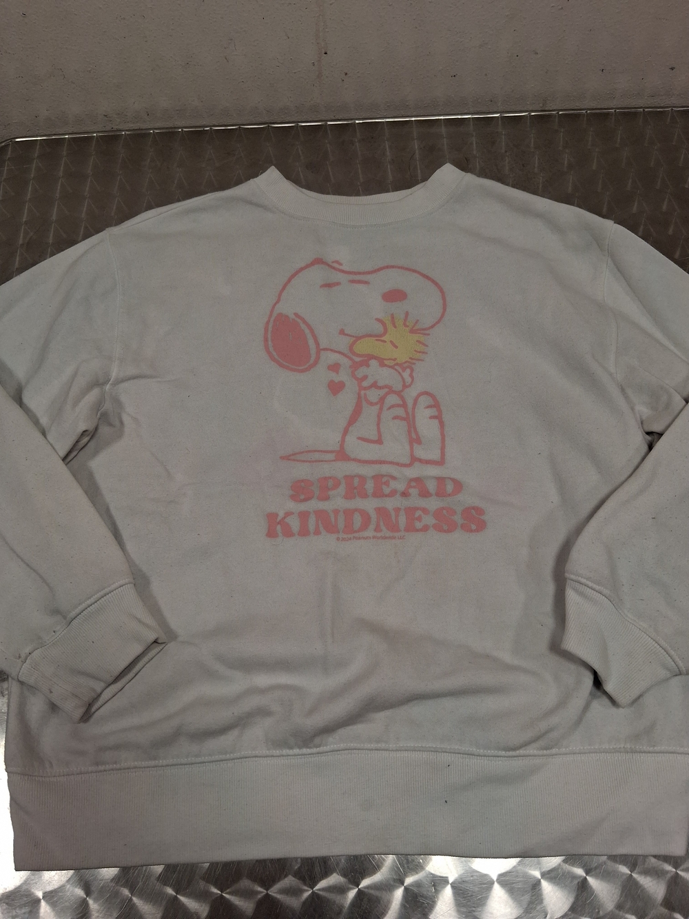 GAP White Sweatshirt with Pink & Yellow Snoopy 'Spread Kindness' Graphic